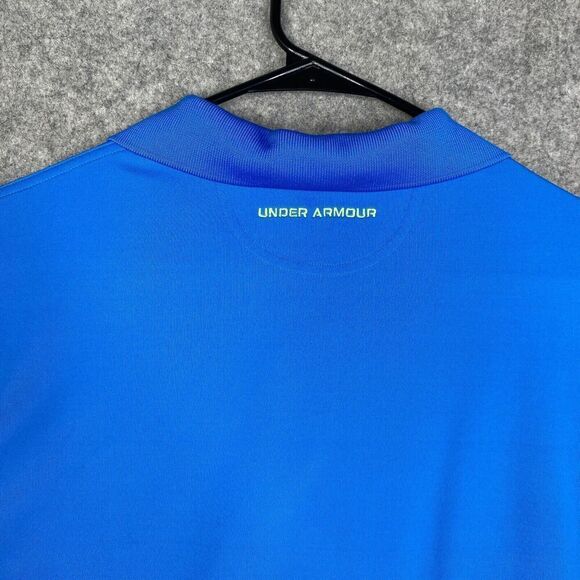 Under Armour Heatgear Blue Stretch Polo Shirt Size Large Loose Fit Performance - Picture 10 of 10
